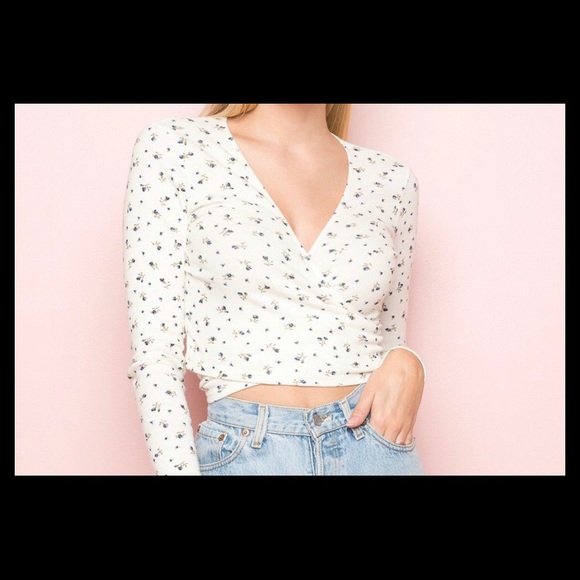 Brandy Melville | Tops | Brandy Melville Long Sleeve Floral Wrap Top